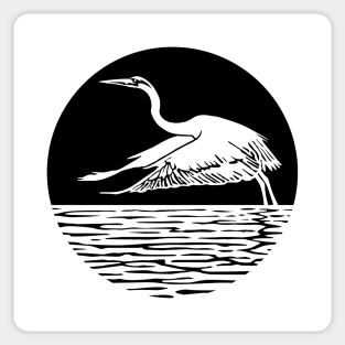 Great Blue Heron Flying in front of Sun Sticker